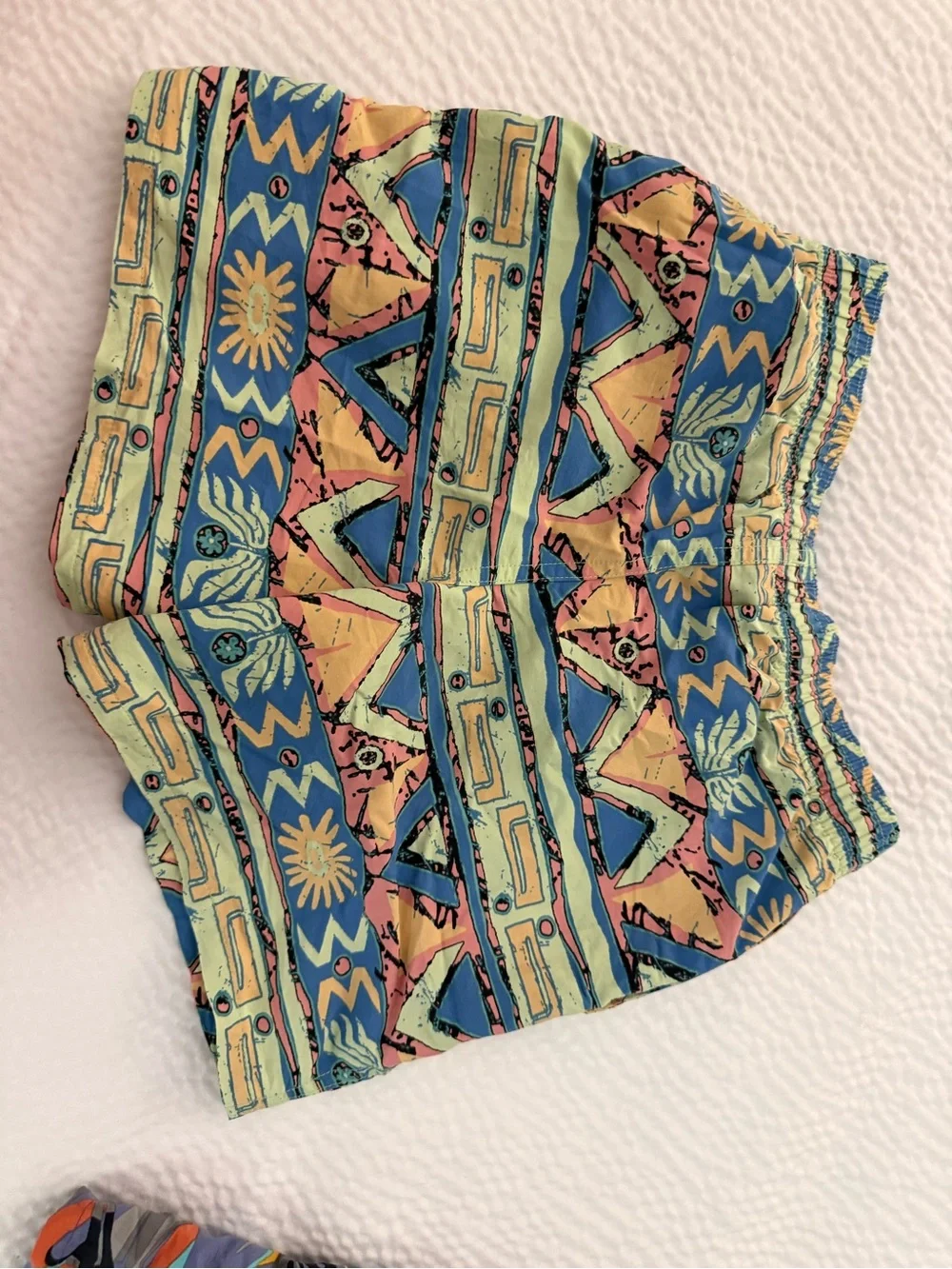 Patagonia Kids’ Baggies Swim Shorts – Colorful Geometric Print M/10